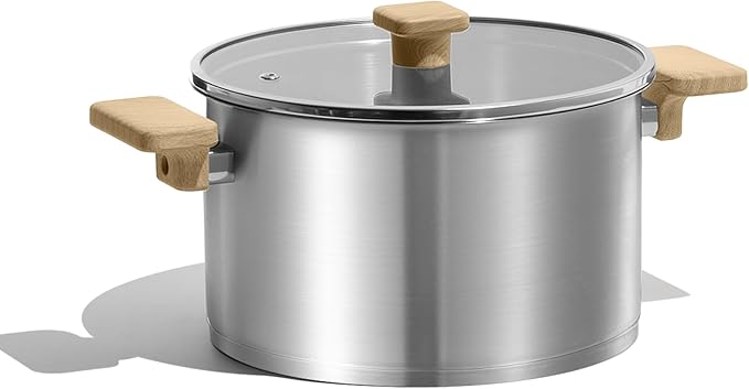 Stainless Steel Stock Pot - 5.5 Quart Heavy Duty Induction Cooking Pot with Visible Lid for Pasta, Soup, Spaghetti, Bottom Big Stockpot, Deep Cookware for Canning, Boiling, Simmer
